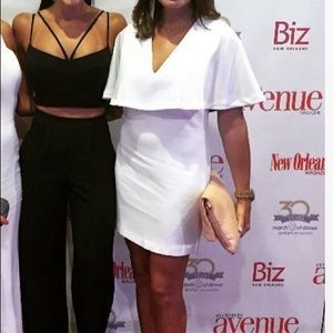 Classy V Neck White Dress